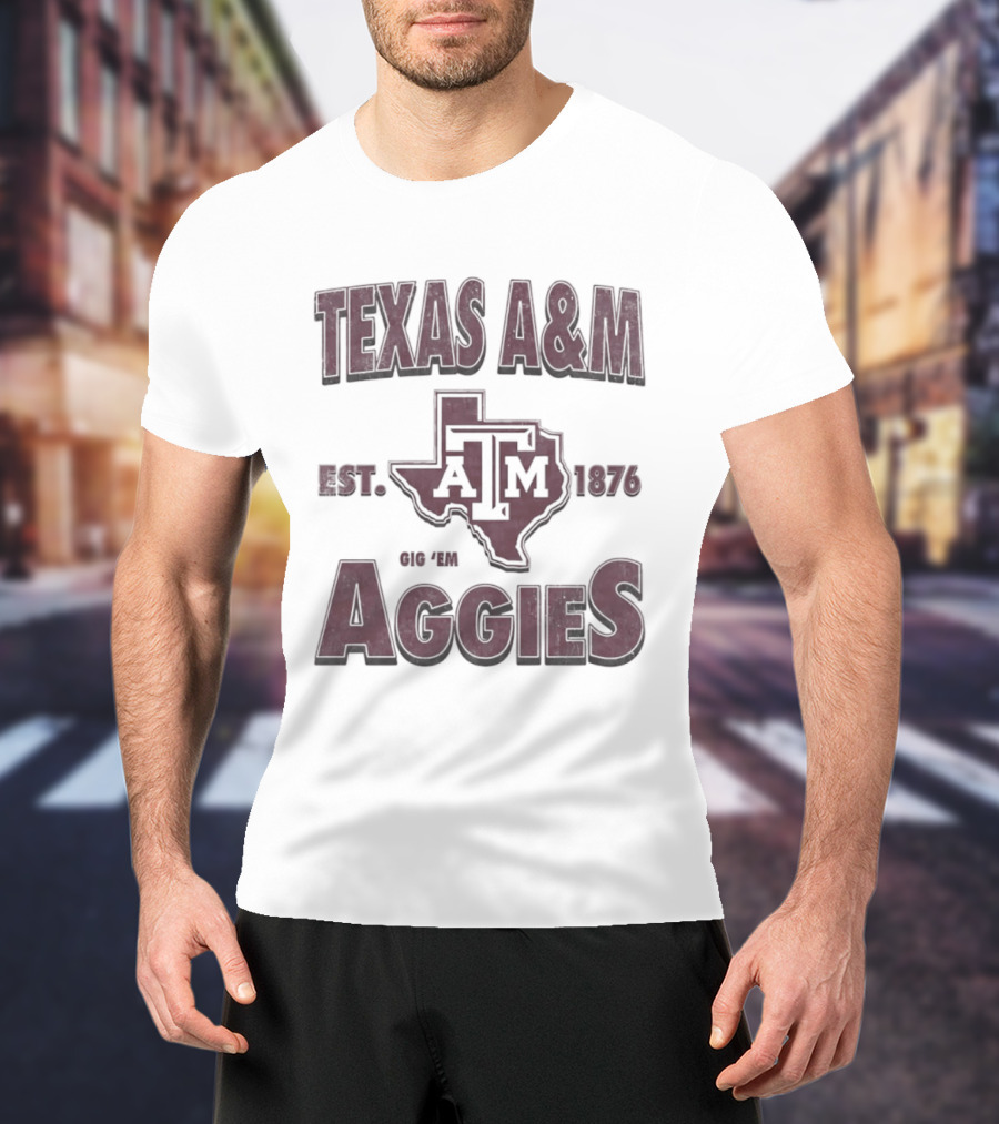 Texas A&M Est 1876 Gig 'Em Aggies A&M Logo State T-Shirt