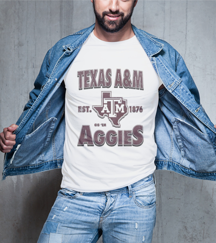 Texas A&M Est 1876 Gig 'Em Aggies A&M Logo State T-Shirt
