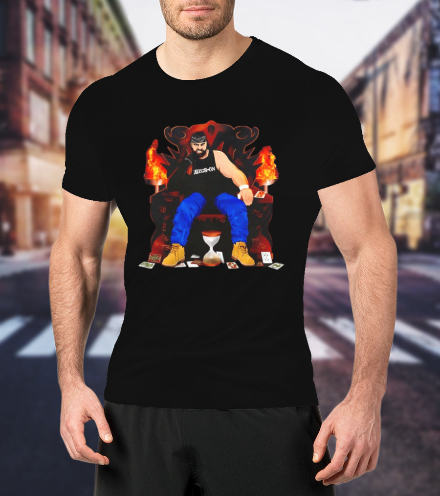 Eddie Kingston Throne Kizus On Playing Cards Flames Hourglass T-Shirt