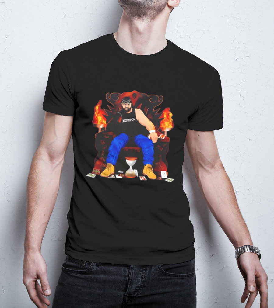 Eddie Kingston Throne Kizus On Playing Cards Flames Hourglass T-Shirt