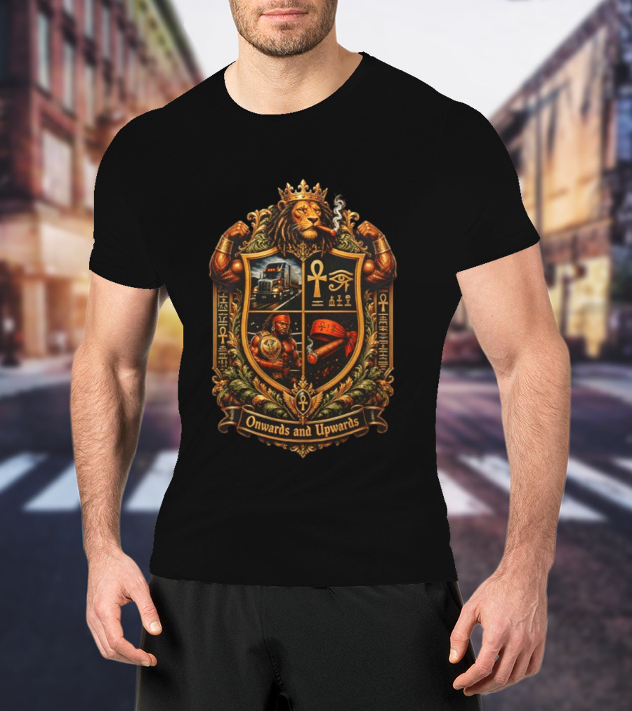 Onwards And Upwards Egyptian Ankh Lion King Smoking Cigar Truck T-Shirt