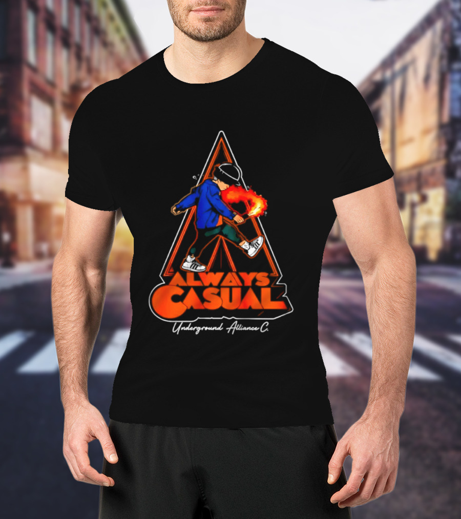 Always Casual Underground Alliance C Youth Flare Fire Backpack Street T-Shirt