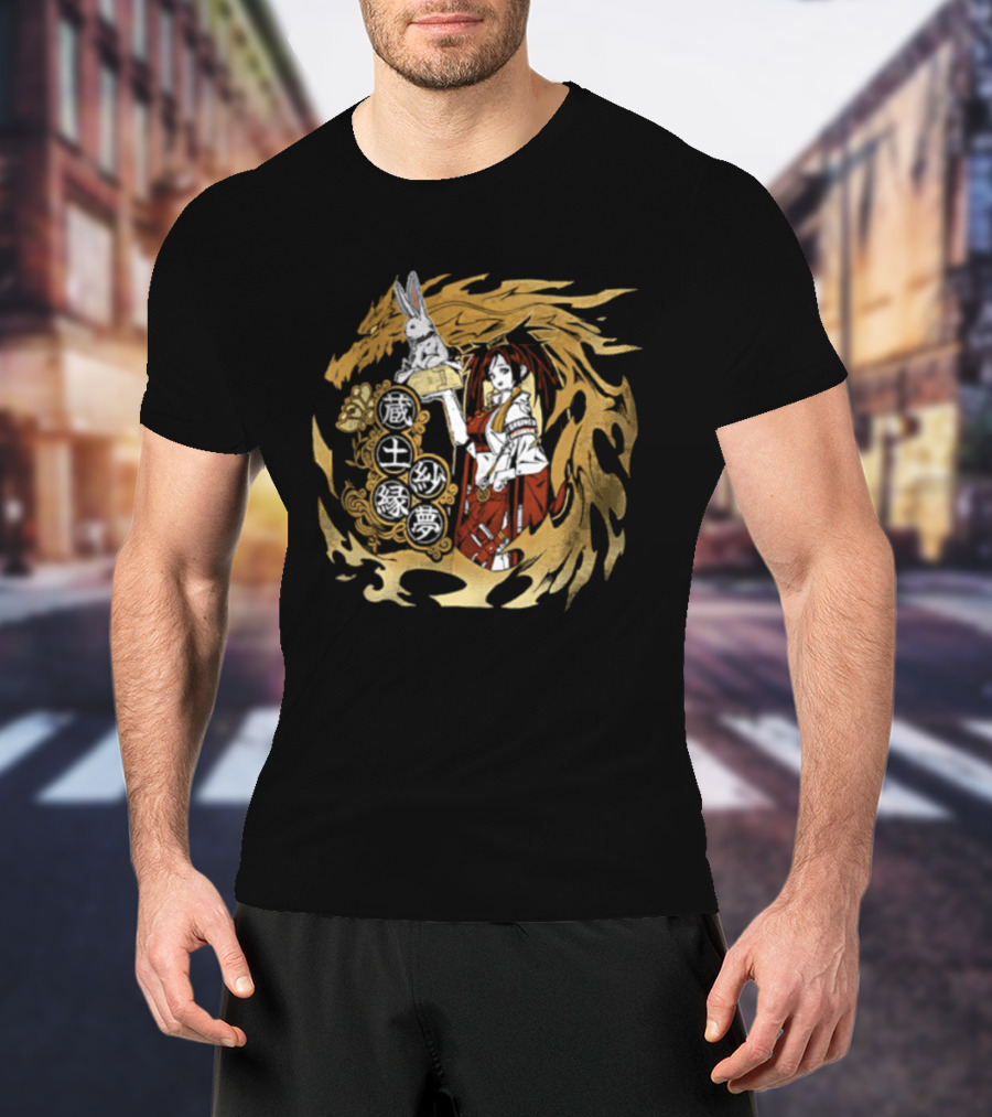 Guilty Gear Inspired Japanese Oni Mask And Flag Iconography T-Shirt