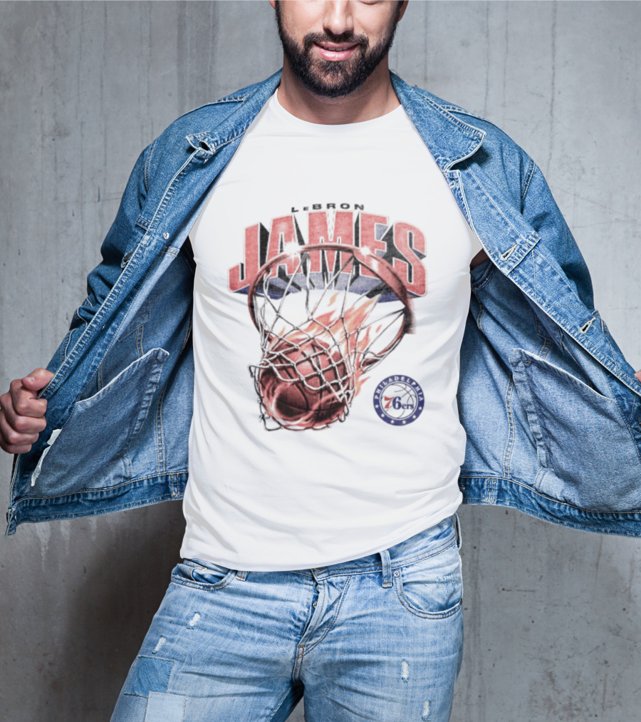 LeBron James 23 Basketball Fire Hoop Philadelphia 76ers T-Shirt
