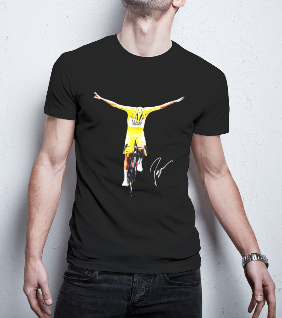Tadej Pogacar UAE Team Yellow Jersey Victory Celebration T-Shirt