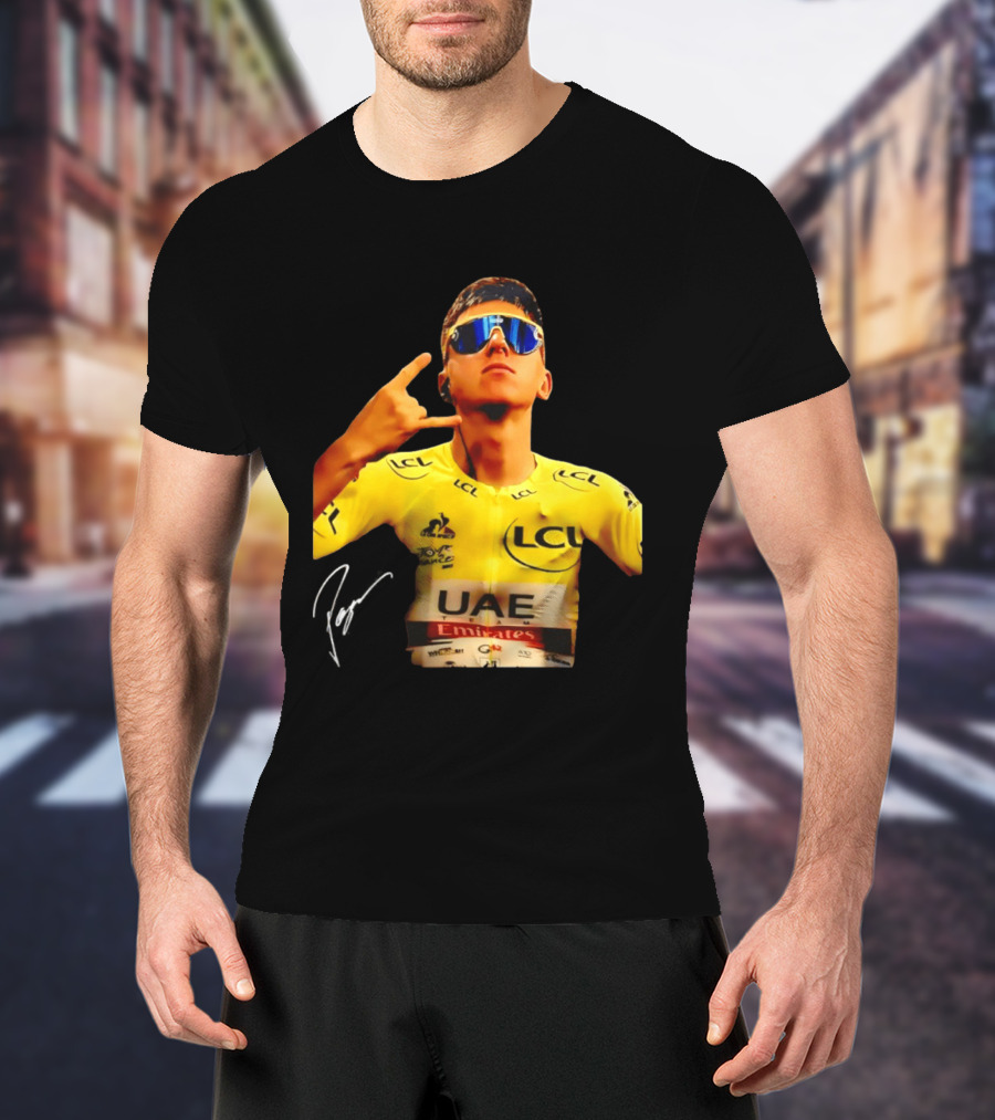 Tadej Pogacar UAE Emirates Cycling Team Slovenia LCL Yellow Jersey T-Shirt