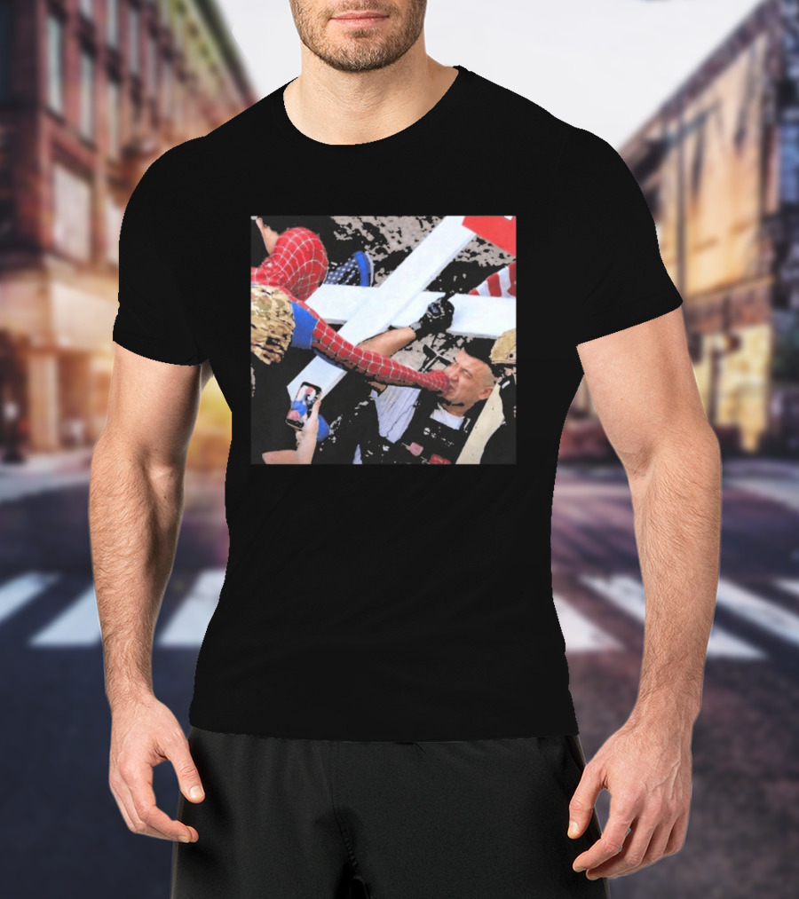 Minneapolis Spiderman Punching Police Protest Scene T-Shirt
