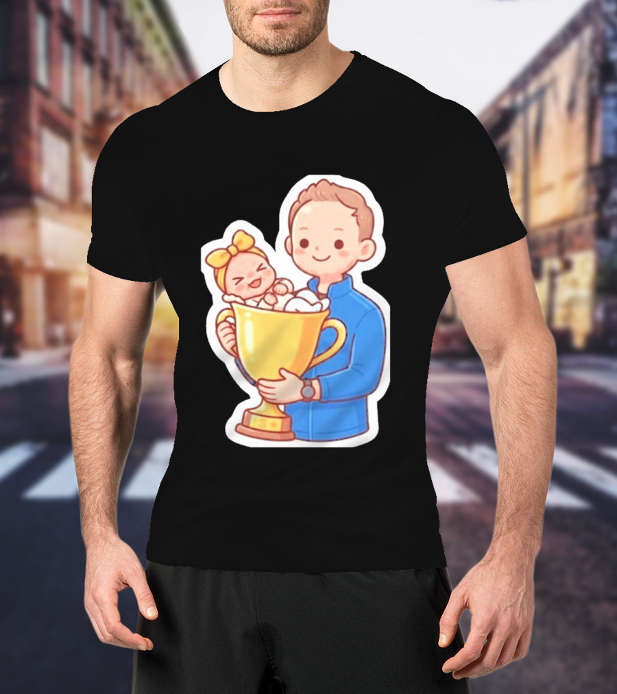 My Greatest Trophy Dad Holding Baby In Golden Cup T-Shirt