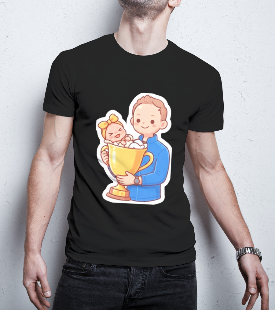 My Greatest Trophy Dad Holding Baby In Golden Cup T-Shirt