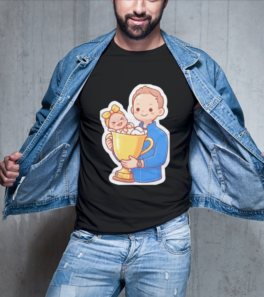My Greatest Trophy Dad Holding Baby In Golden Cup T-Shirt