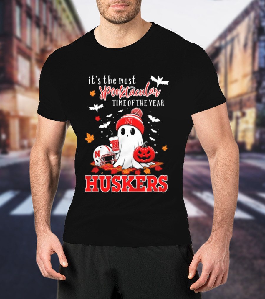 Nebraska Cornhuskers Spooktacular Halloween Ghost Huskers Football Time 2026 T-Shirt