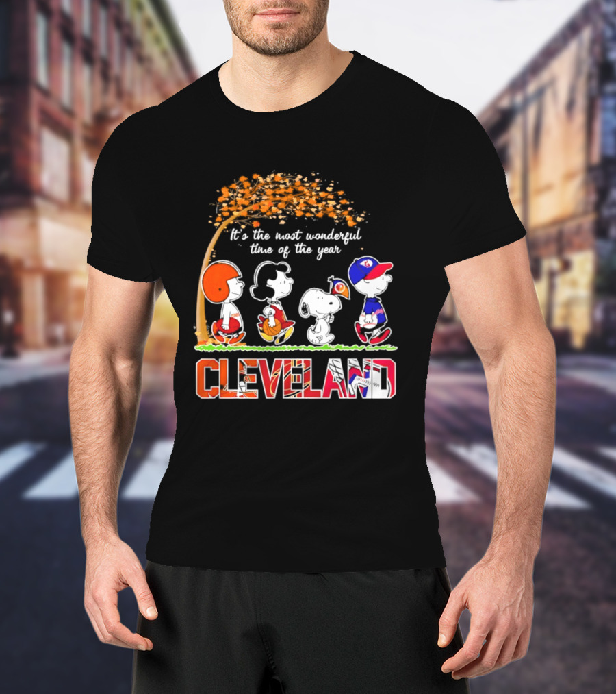 Peanuts Cleveland Sports Most Wonderful Time Of The Year T-Shirt