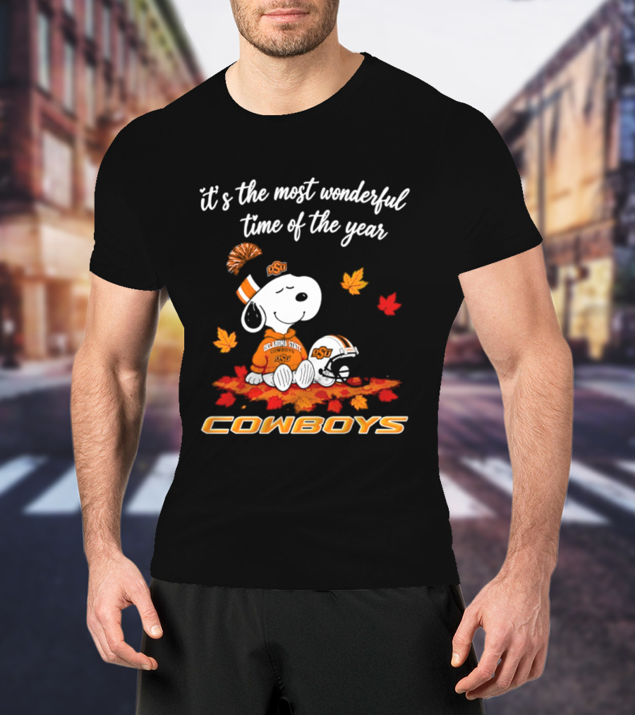 Snoopy Oklahoma State Cowboys It's The Most Wonderful Time Of The Year Halloween 2026 T-Shirt