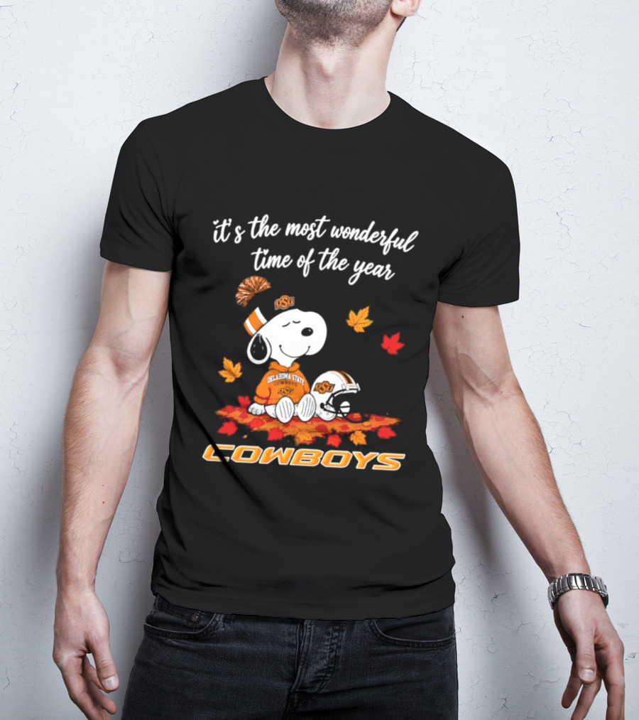 Snoopy Oklahoma State Cowboys It's The Most Wonderful Time Of The Year Halloween 2026 T-Shirt