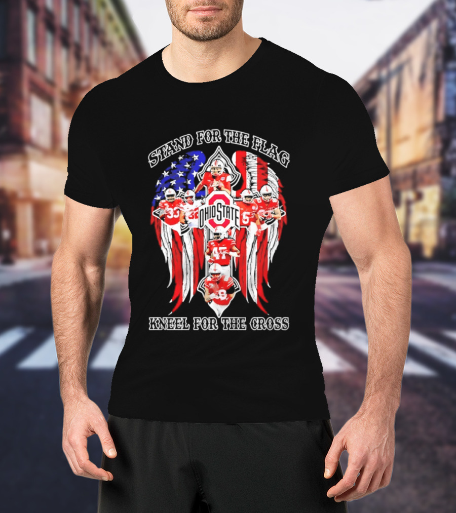 Stand For The Flag Kneel For The Cross Ohio State Buckeyes NCAA Football T-Shirt