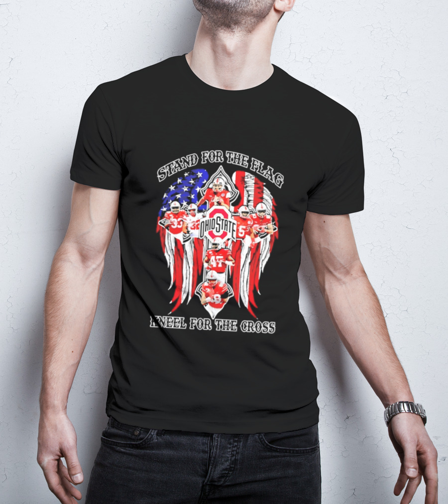 Stand For The Flag Kneel For The Cross Ohio State Buckeyes NCAA Football T-Shirt