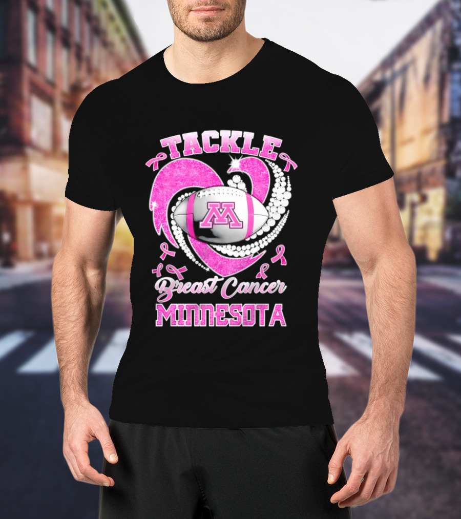 Pink Ribbon Tackle Breast Cancer Minnesota Football T-Shirt