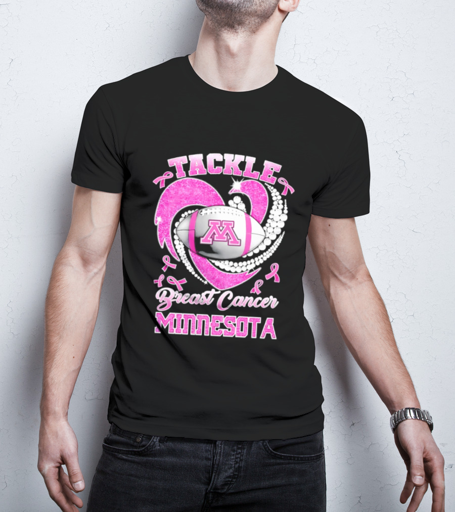 Pink Ribbon Tackle Breast Cancer Minnesota Football T-Shirt