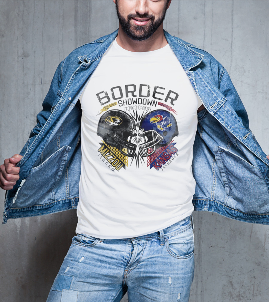 Kansas Jayhawks Missouri Tigers NCAA Border Showdown 2026 Helmet Matchup September 12 T-Shirt