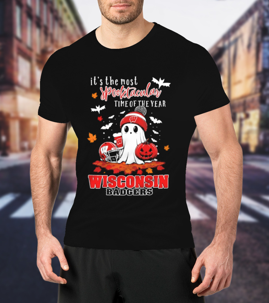 Wisconsin Badgers NCAA Halloween Ghost 2026 It's The Most Spooktacular Time Of The Year T-Shirt