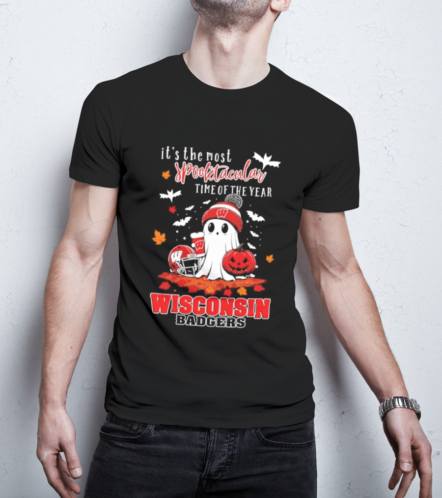 Wisconsin Badgers NCAA Halloween Ghost 2026 It's The Most Spooktacular Time Of The Year T-Shirt