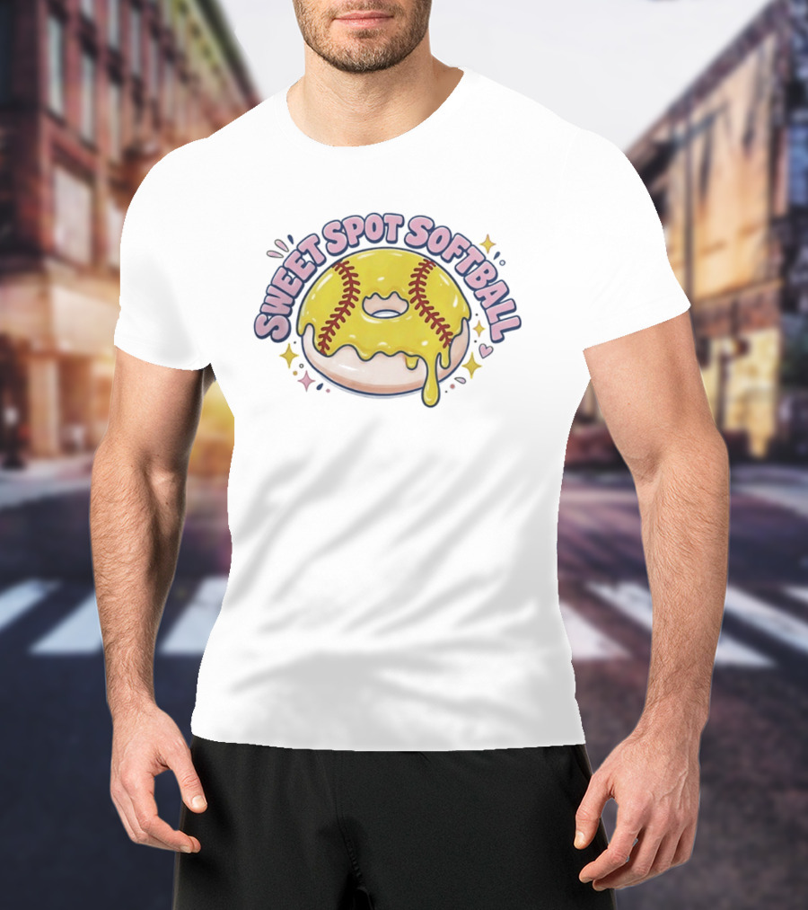 Sweet Spot Softball Donut Yellow Dripping Icing T-Shirt