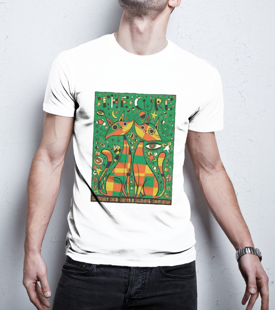 The Cure Summer Sessions Edinburgh August 2026 Two Cats Psychedelic T-Shirt