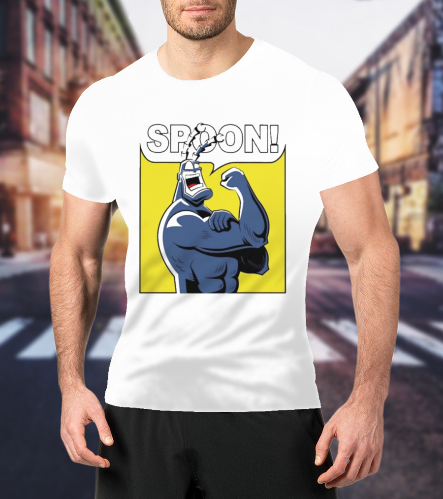 Spoon Mighty Hero Cartoon Catchphrase T-Shirt