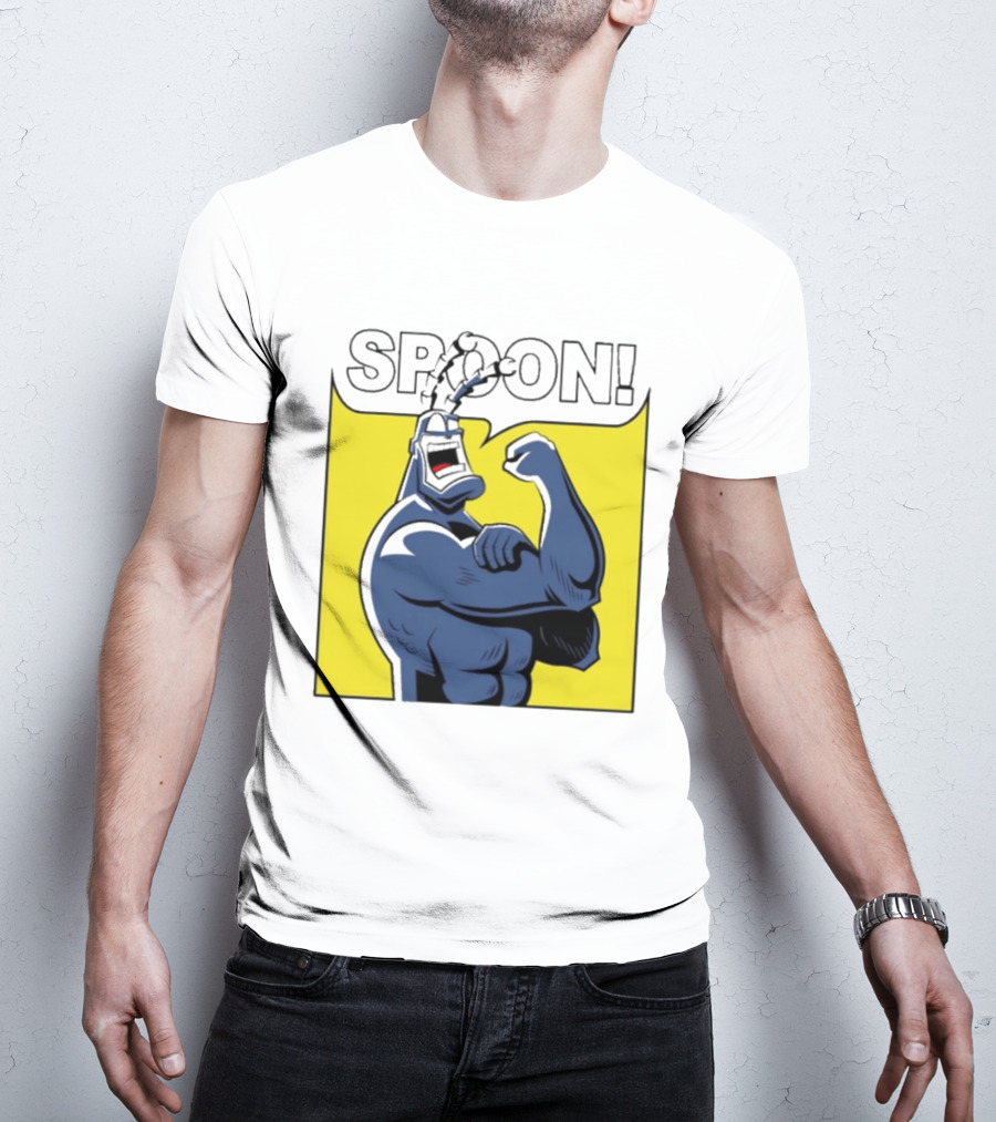 Spoon Mighty Hero Cartoon Catchphrase T-Shirt