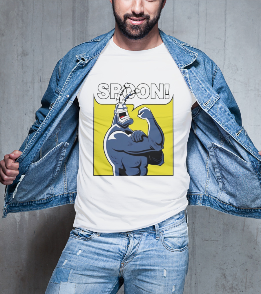 Spoon Mighty Hero Cartoon Catchphrase T-Shirt