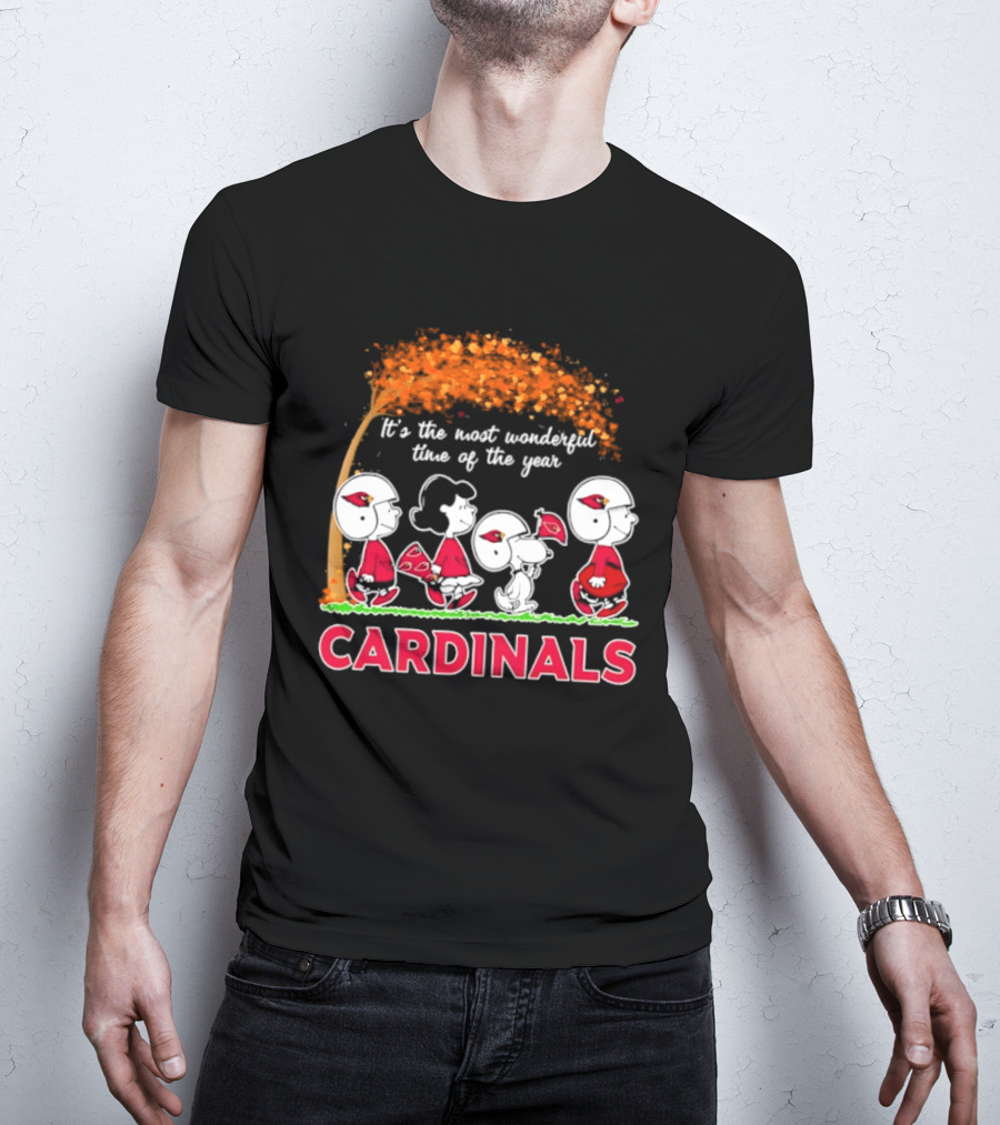 Arizona Cardinals Peanuts Halloween 2026 Fall Autumn It's The Most Wonderful Time Of The Year T-Shirt