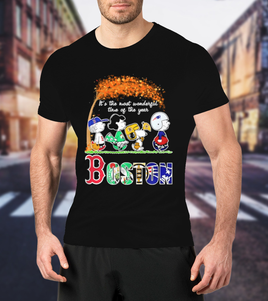 Boston Sports Team X Peanuts It's The Most Wonderful Time Of The Year Halloween 2026 Fall Autumn T-Shirt