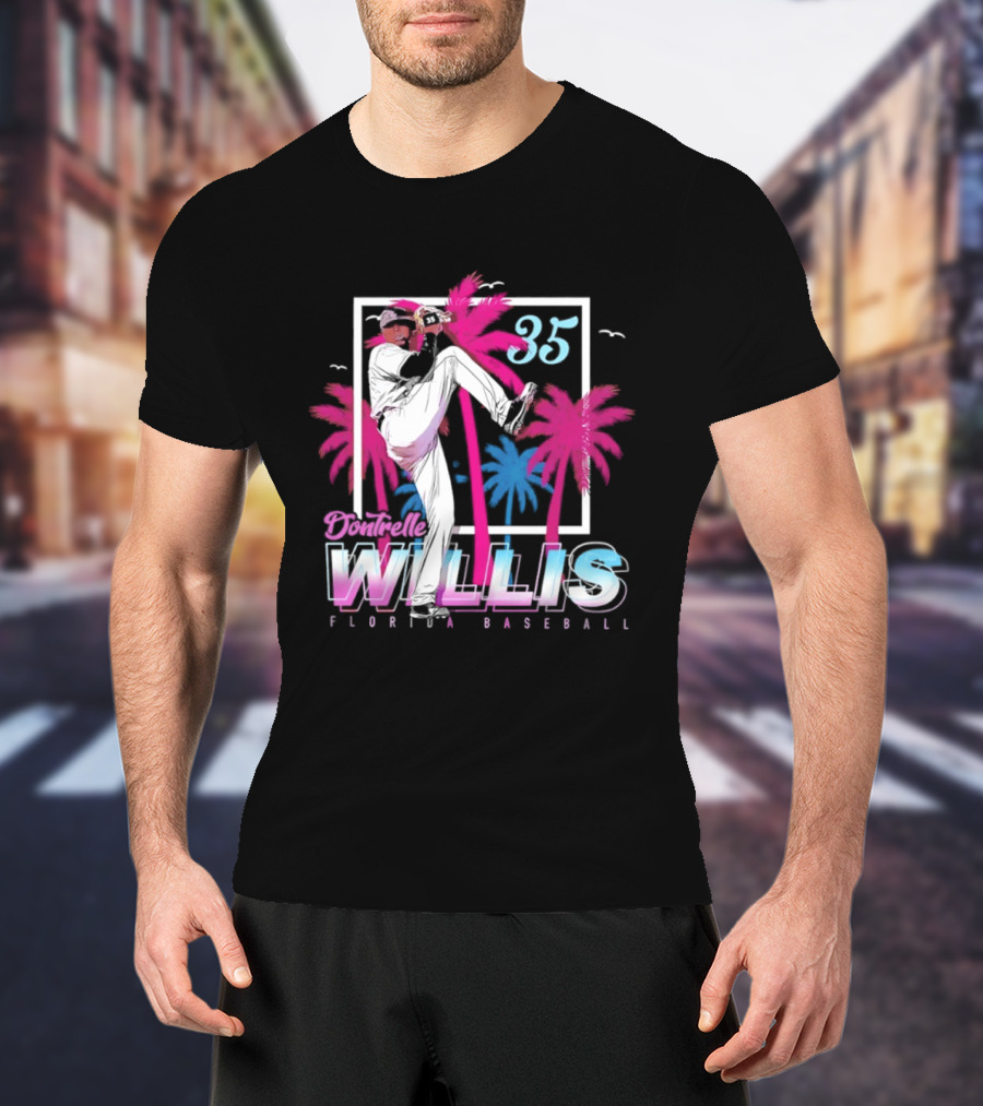 Dontrelle Willis 35 Florida Baseball Palm Trees T-Shirt