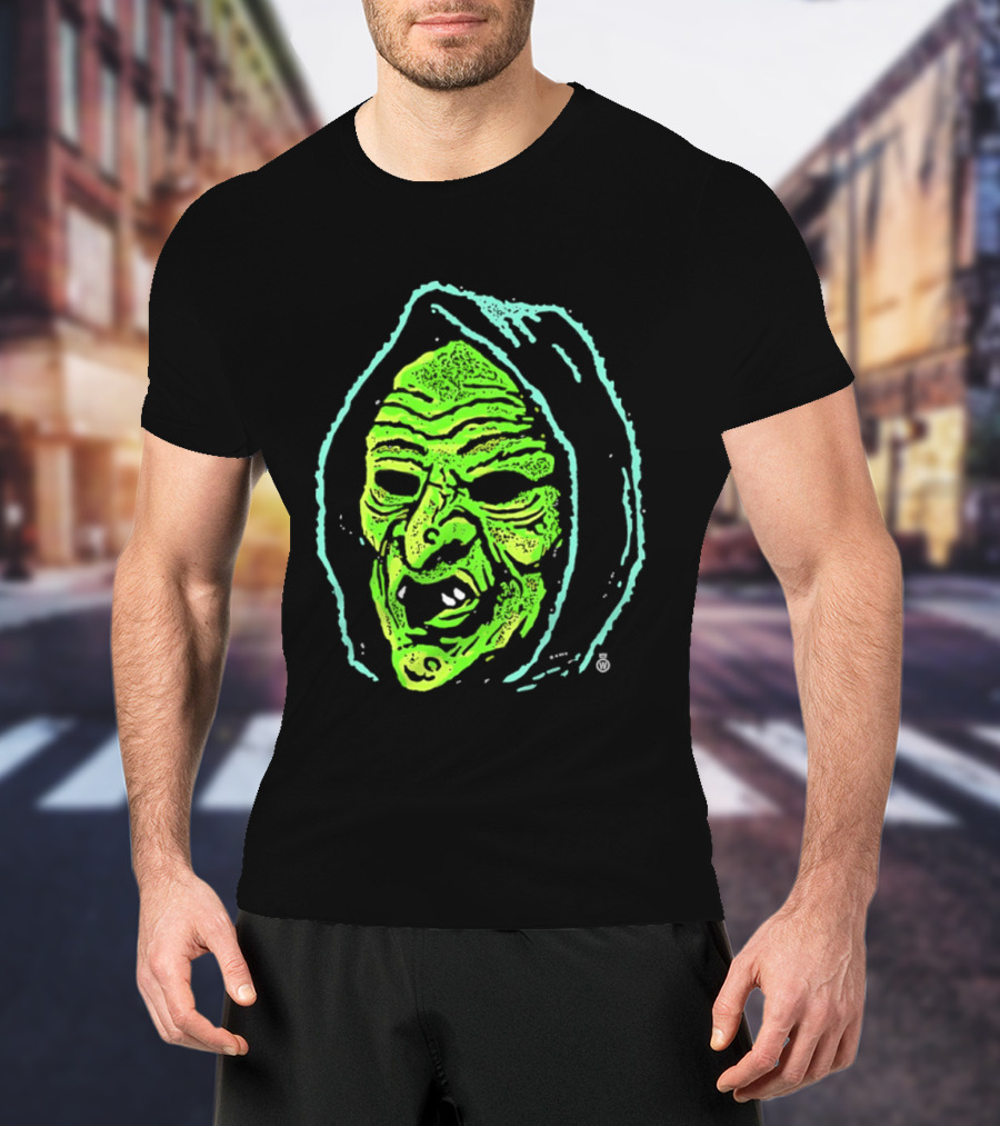 Halloween Witch Green Face Spooky Horror Costume T-Shirt