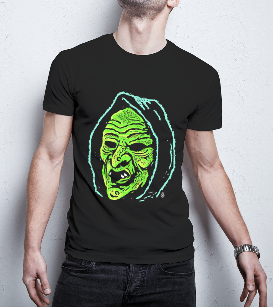 Halloween Witch Green Face Spooky Horror Costume T-Shirt