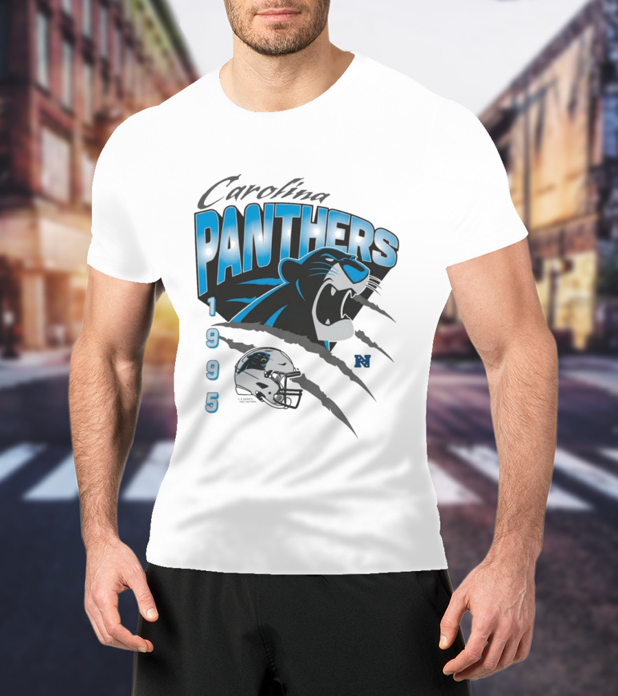 Carolina Panthers 1995 Bagheera Helmet NFL Inaugural Season T-Shirt