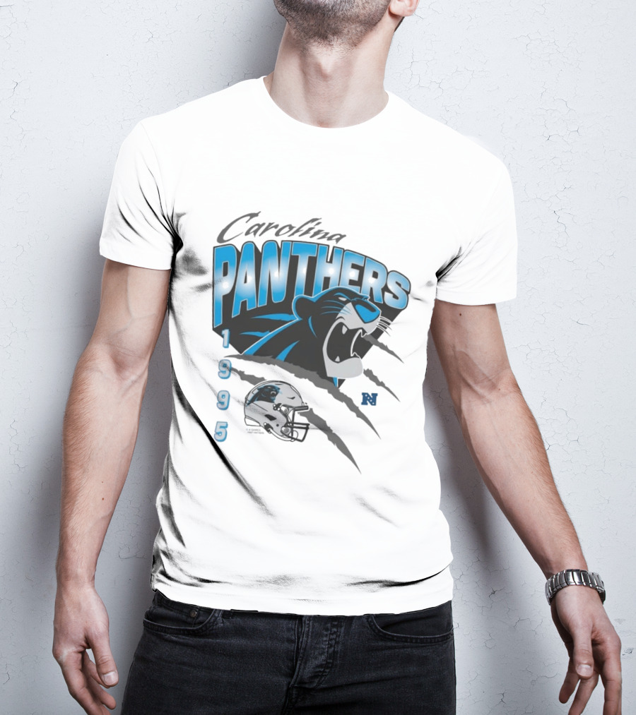 Carolina Panthers 1995 Bagheera Helmet NFL Inaugural Season T-Shirt