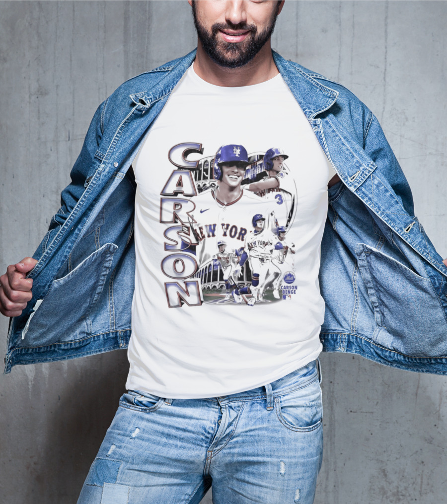 Carson Benge New York Mets MLB Baseball Collage T-Shirt