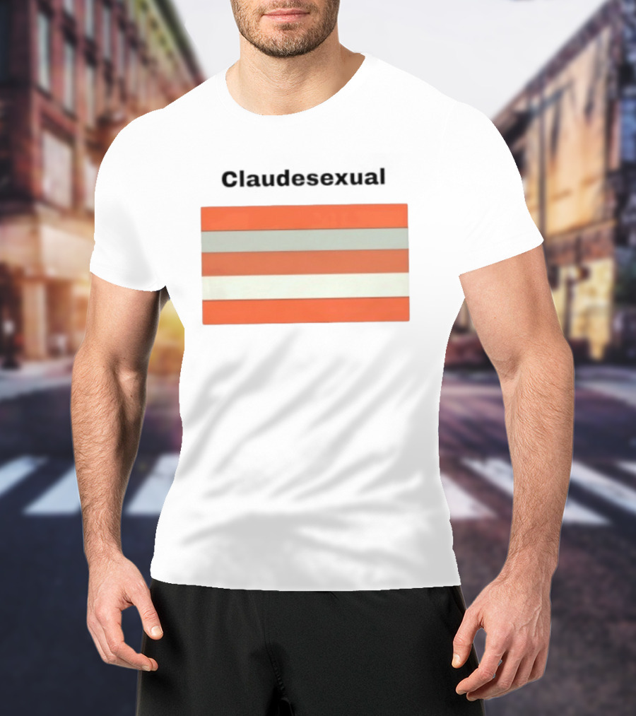 Claudesexual Pride Flag LGBTQ Identity Orange And Gray Stripes T-Shirt