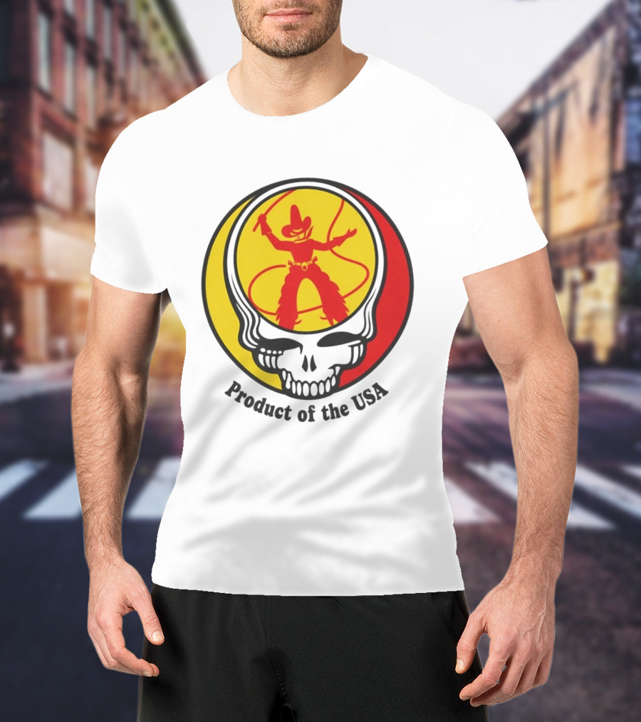 Dead Set Texas Pete Hot Sauce Cowboy Roper Skull USA T-Shirt