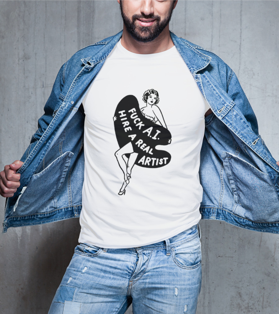Fuck AI Hire A Real Artist Vintage Pin Up Style Palette T-Shirt
