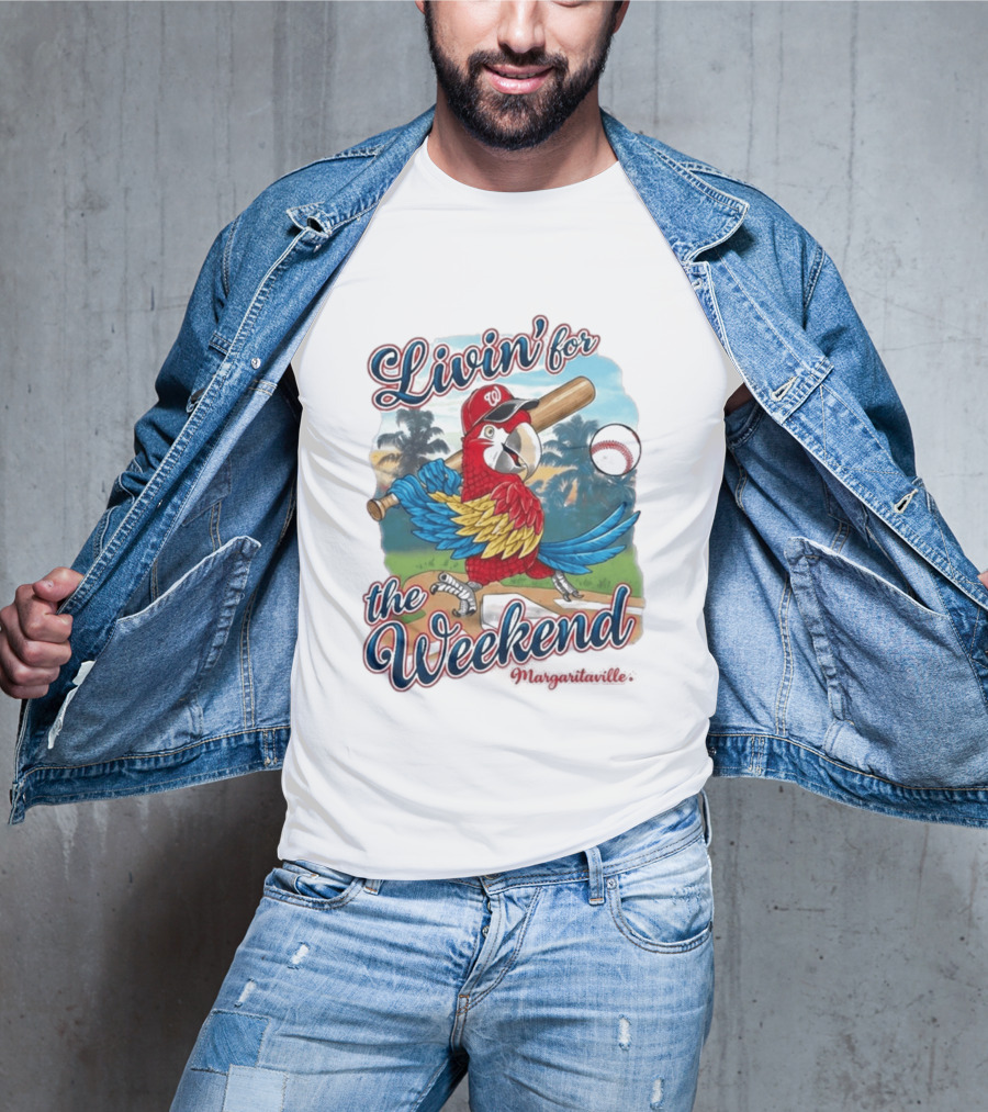 Livin' For The Weekend Nationals Margaritaville 2026 Macaw Baseball T-Shirt
