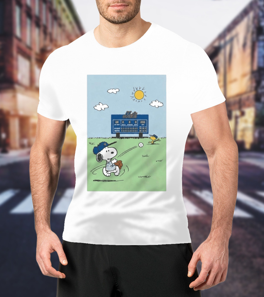NY Mets Peanuts Snoopy Baseball Game Day T-Shirt
