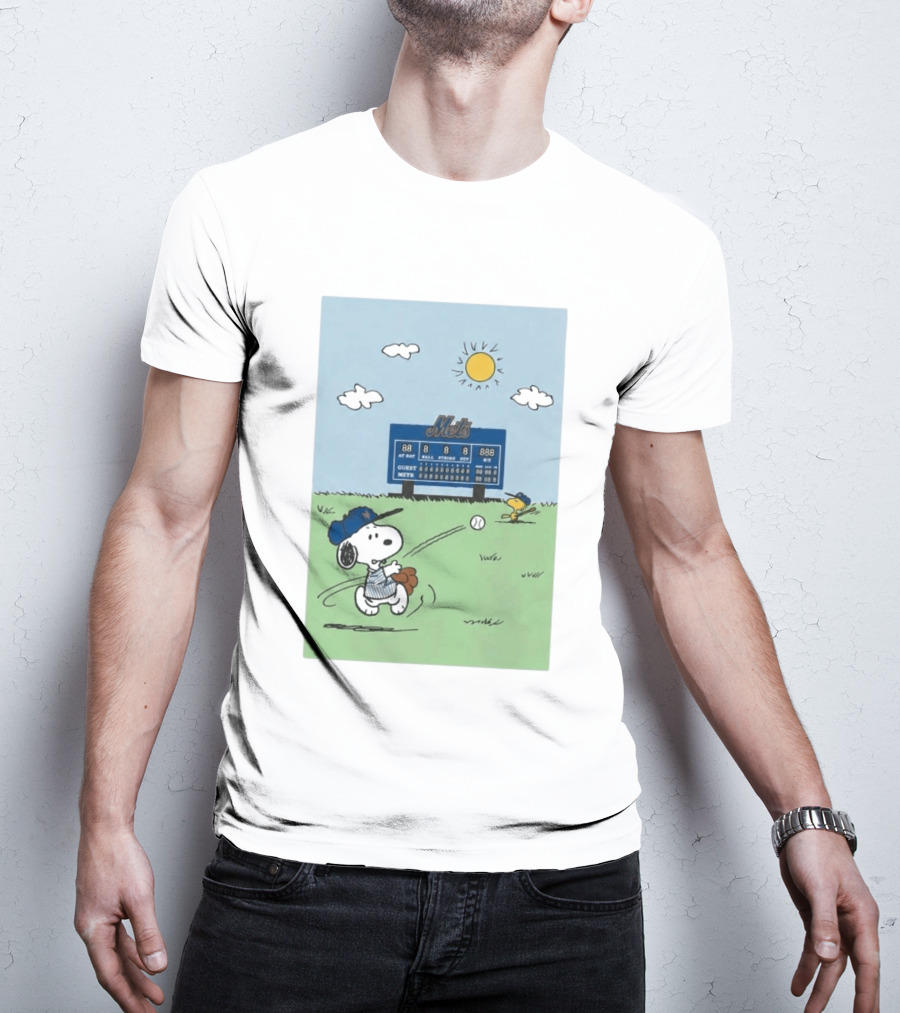NY Mets Peanuts Snoopy Baseball Game Day T-Shirt