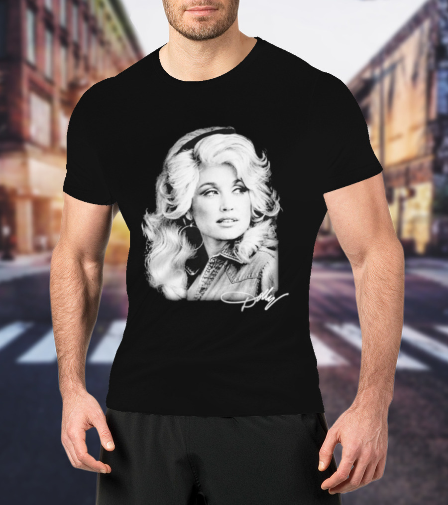 Dolly Parton Dolly Forever Legend Vintage Black And White Denim T-Shirt