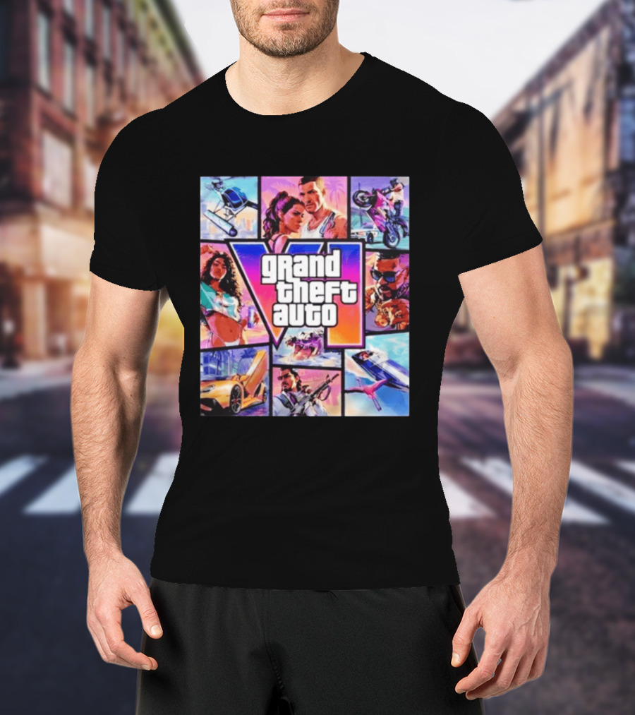 Grand Theft Auto VI Vice City Stories Helicopter Motorbike Rockstar Games T-Shirt