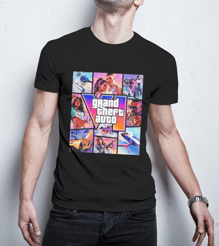 Grand Theft Auto VI Vice City Stories Helicopter Motorbike Rockstar Games T-Shirt