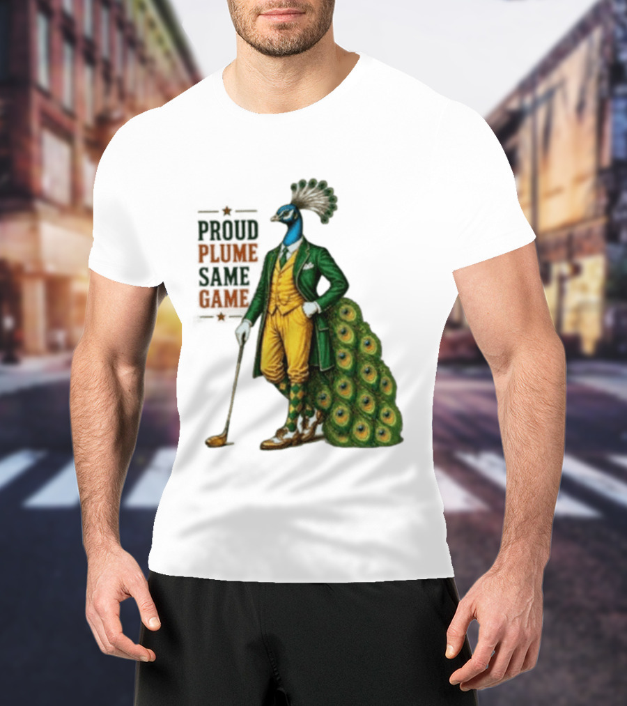 Proud Plume Same Game Peacock Golf Club Cartoon T-Shirt