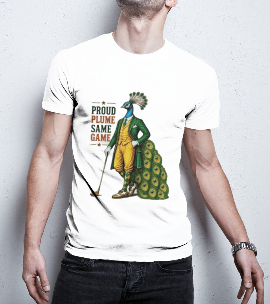 Proud Plume Same Game Peacock Golf Club Cartoon T-Shirt
