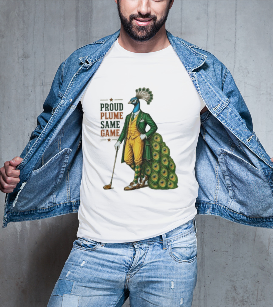 Proud Plume Same Game Peacock Golf Club Cartoon T-Shirt